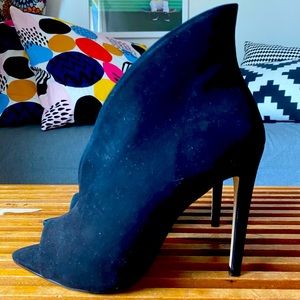 Aldo black suede open toe heels